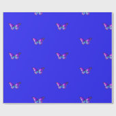 Hübsch Elec. Blue Butterfly Wrapping Paper Geschenkpapier (Flach)