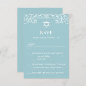Hübsch Elegant Blue Bat Mitzvah UAWG RSVP Karte (Vorne/Hinten)