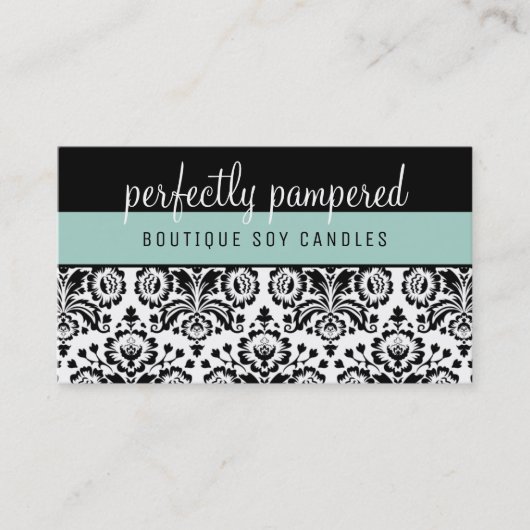 HÜBSCH ELEGANT DAMASK-Muster schwarz-grün Visitenkarte (Vorderseite)