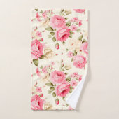 Hübsch Elegante Vintage Creme Rosa Rosen Badhandtuch Set (Handtuch)