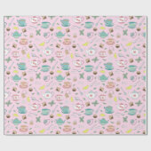 Hübsch Englisch Tee Party Teacups Teapots Muster Geschenkpapier (Flach)