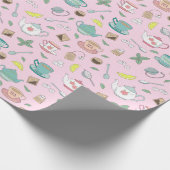 Hübsch Englisch Tee Party Teacups Teapots Muster Geschenkpapier (Ecke)