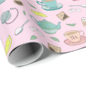 Hübsch Englisch Tee Party Teacups Teapots Muster Geschenkpapier (Rolleneckpunkt)