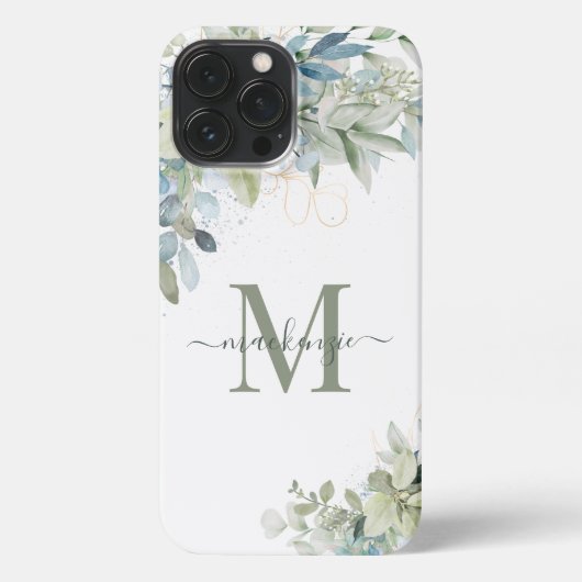 Hübsch Eukalyptus Botanisches Monogramm iPhone Hülle (Rückseite)