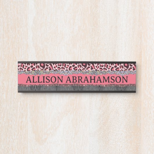 Hübsch Exotic Pink Girly Modern Glitzer Office Türschild (Vorderseite )