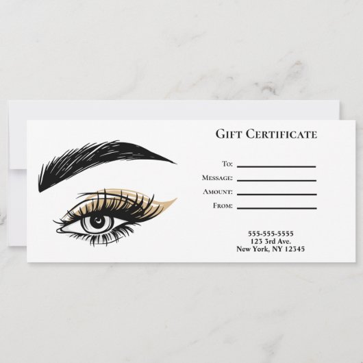 Hübsch Eyes Beauty Salon Lashes Geschenkgutschein Einladung (Rückseite)
