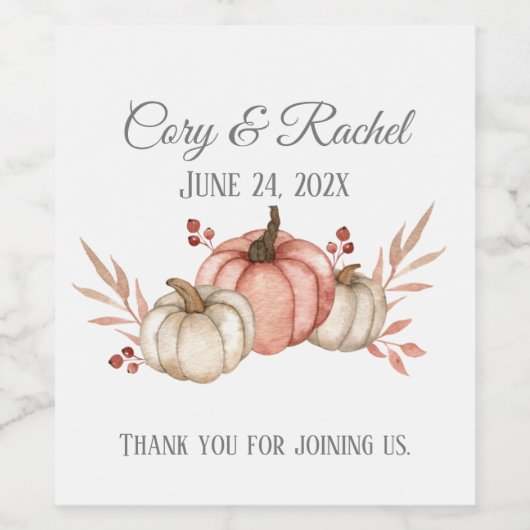 Hübsch Fall Pumpkin Bouquet Wedding Weinetikett (Einzelnes Label)