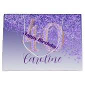 Hübsch Falling Lila Glitzer 40. Geburtstag Große Geschenktüte (Vorderseite)