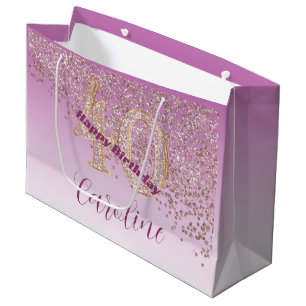 Hübsch Falling Rose Gold Glitzer 40. Geburtstag Große Geschenktüte