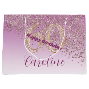 Hübsch Falling Rose Gold Glitzer 60. Geburtstag Große Geschenktüte