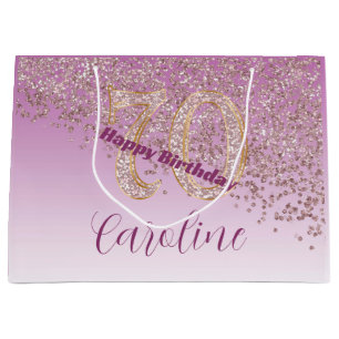 Hübsch Falling Rose Gold Glitzer 70. Geburtstag Große Geschenktüte