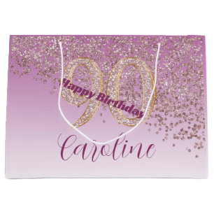 Hübsch Falling Rose Gold Glitzer 90. Geburtstag Große Geschenktüte