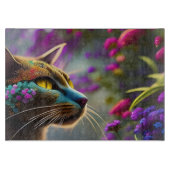 Hübsch Fantasy Blume Cat Schneidebrett (Vorderseite)