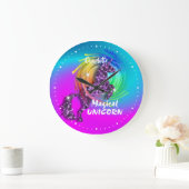 Hübsch Fantasy Rainbow Unicorn Personalisiert Große Wanduhr (Zuhause)