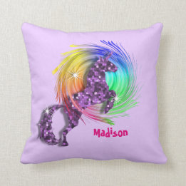 Hübsch Fantasy Rainbow Unicorn Personalisiert Kissen