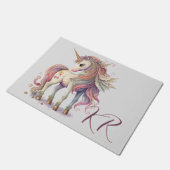 Hübsch Fantasy Unicorn Rainbow Pastel Initialen Fußmatte (Schrägansicht)
