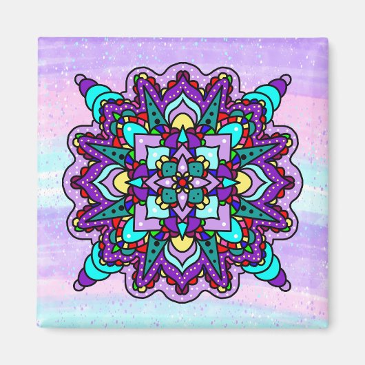 Hübsch farbenfroh Lila Mandala Mystical Magnet (Vorne)