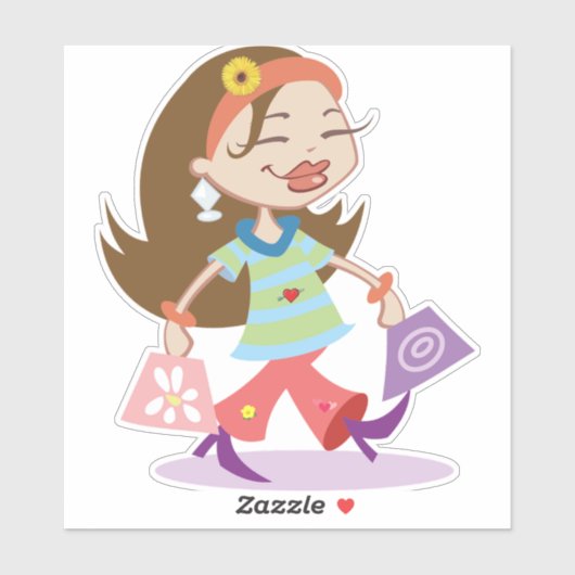 Hübsch Fashionista Shopper Aufkleber (Blatt)