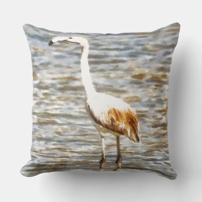 Hübsch Flamingo Fledgling Watercolor Kissen (Vorderseite)