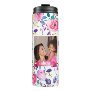 Hübsch Floral 3 Foto Monogramm Thermosbecher