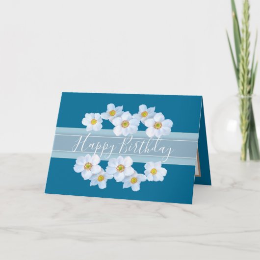 Hübsch Floral Bouquet Anemone Blume Blue Birthday Karte (Vorderseite)