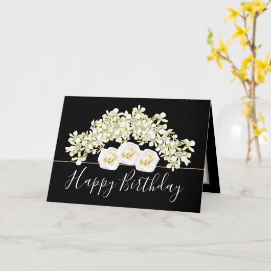 Hübsch Floral Bouquet Weißer Orchid Blume Geburtst Karte (Gelbe Blume)