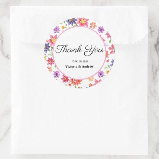 Hübsch Floral Danke Stickers (Tasche)