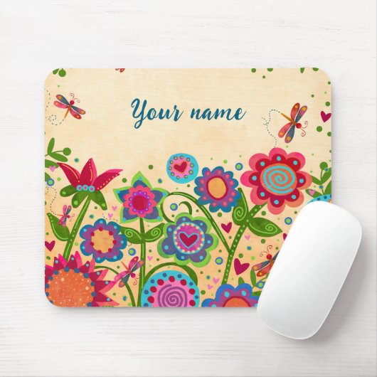 Hübsch floral fröhlich Ihr Name Custom Mousepad (Mit Mouse)