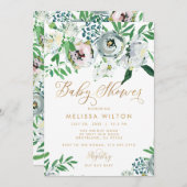 Hübsch Floral Gouache Boho Blume Niedlich Babydusc Einladung (Vorne/Hinten)