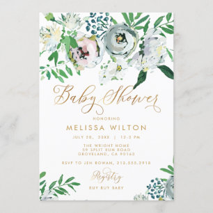 Hübsch Floral Gouache Boho Blume Niedlich Babydusc Einladung