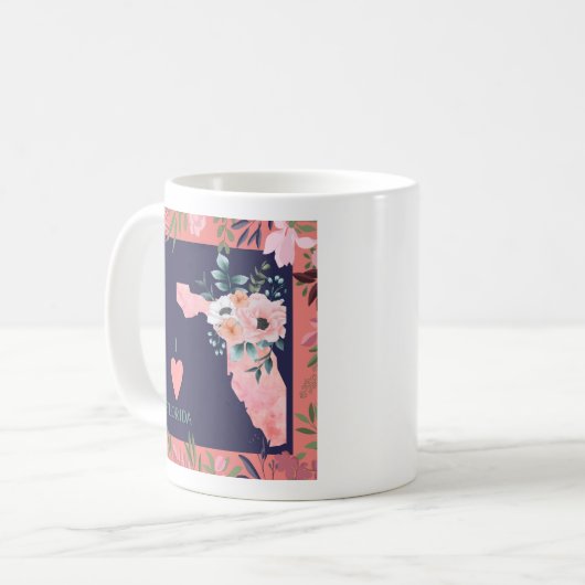 Hübsch Floral I Liebe Florida Staat Karte Kaffeetasse (Vorderseite Links)