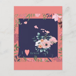 Hübsch Floral I Liebe Hawaii Staat Karte