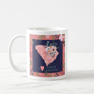Hübsch Floral I Liebe South Carolina Staat Karte Kaffeetasse