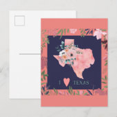 Hübsch Floral I Liebe Texas Staat Karte (Vorne/Hinten)