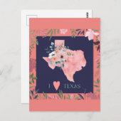 Hübsch Floral I Liebe Texas Staat Karte (Vorne/Hinten)