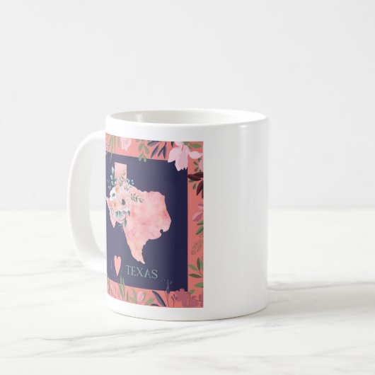 Hübsch Floral I Liebe Texas Staat Karte Kaffeetasse (Vorderseite Links)
