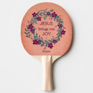 Hübsch Floral JESUS BRINGS ME JOG Monogram Tischtennis Schläger