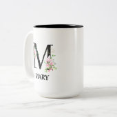 Hübsch Floral m Initial Mit Monogramm Zweifarbige Tasse (Vorderseite Links)