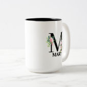Hübsch Floral m Initial Mit Monogramm Zweifarbige Tasse (VorderseiteRechts)