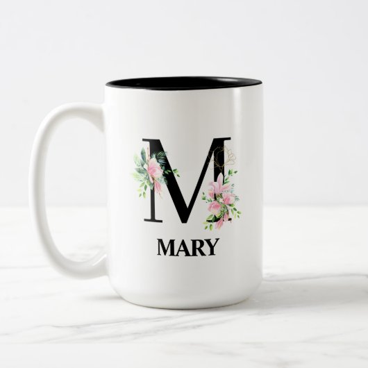 Hübsch Floral m Initial Mit Monogramm Zweifarbige Tasse (Links)
