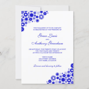 Hübsch Floral Royal Blue Wedding Einladung