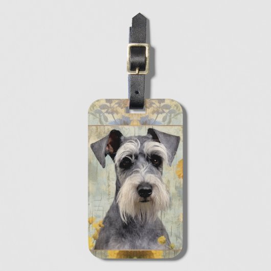 Hübsch Floral Schnauzer Gepäckanhänger (Vorderseite Vertikal)