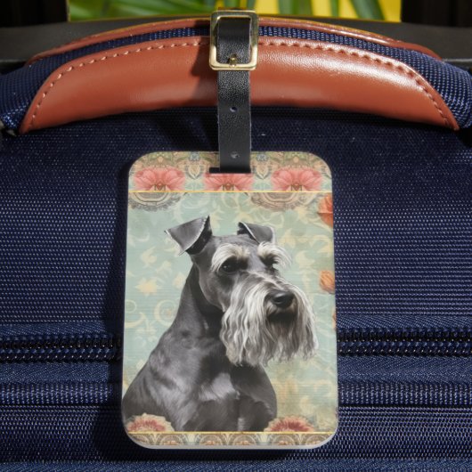 Hübsch Floral Schnauzer Gepäckanhänger (Vorderseite Insitu 2)