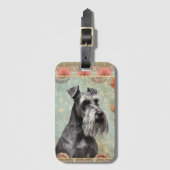 Hübsch Floral Schnauzer Gepäckanhänger (Vorderseite Vertikal)