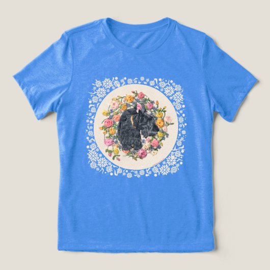 Hübsch Floral Scottish Terrier Tri-Blend Shirt (Design Vorderseite)
