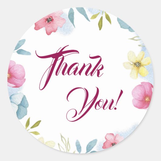 Hübsch Floral Vielen Dank Baby Dusche Runder Aufkleber (Vorderseite)