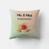 Hübsch Floral Watercolor Bouquet Wedding Mr. & Mrs Kissen (Rückseite)
