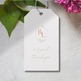 Hübsch Floral Wedding Couple Monogram Vielen Dank Geschenkanhänger