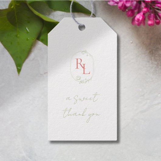 Hübsch Floral Wedding Couple Monogram Vielen Dank Geschenkanhänger