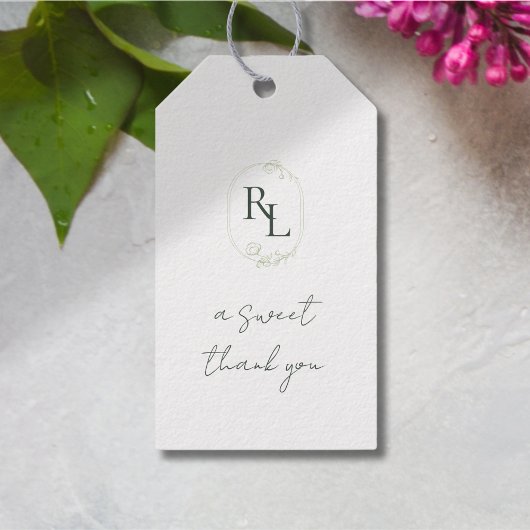 Hübsch Floral Wedding Couple Monogram Vielen Dank Geschenkanhänger